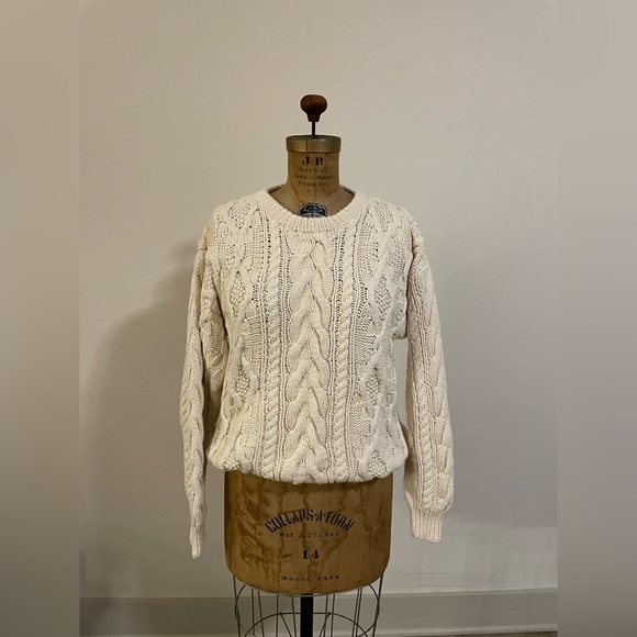 Vintage Lord & Taylor 100% Cotton Fisherman’s Cableknit Sweater Size Medium - Picture 1 of 4